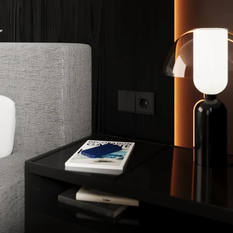 Перекрестный переключатель встраиваемый VOLTUM S70 двухклавишный 10А, (графит)