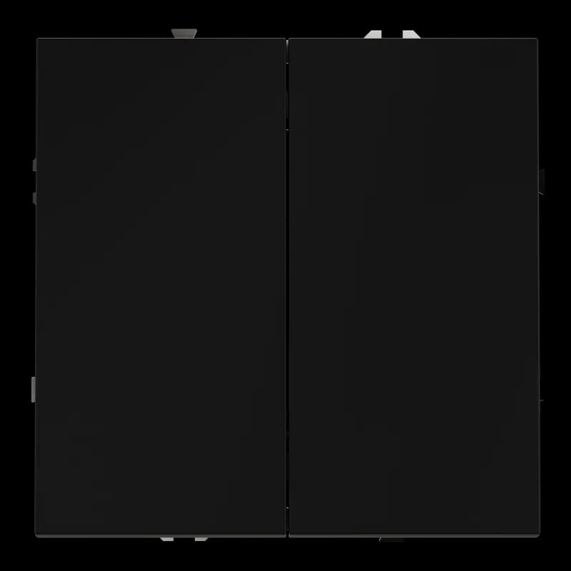 Перекрестный переключатель встраиваемый VOLTUM S70 двухклавишный 10А, (черный матовый)