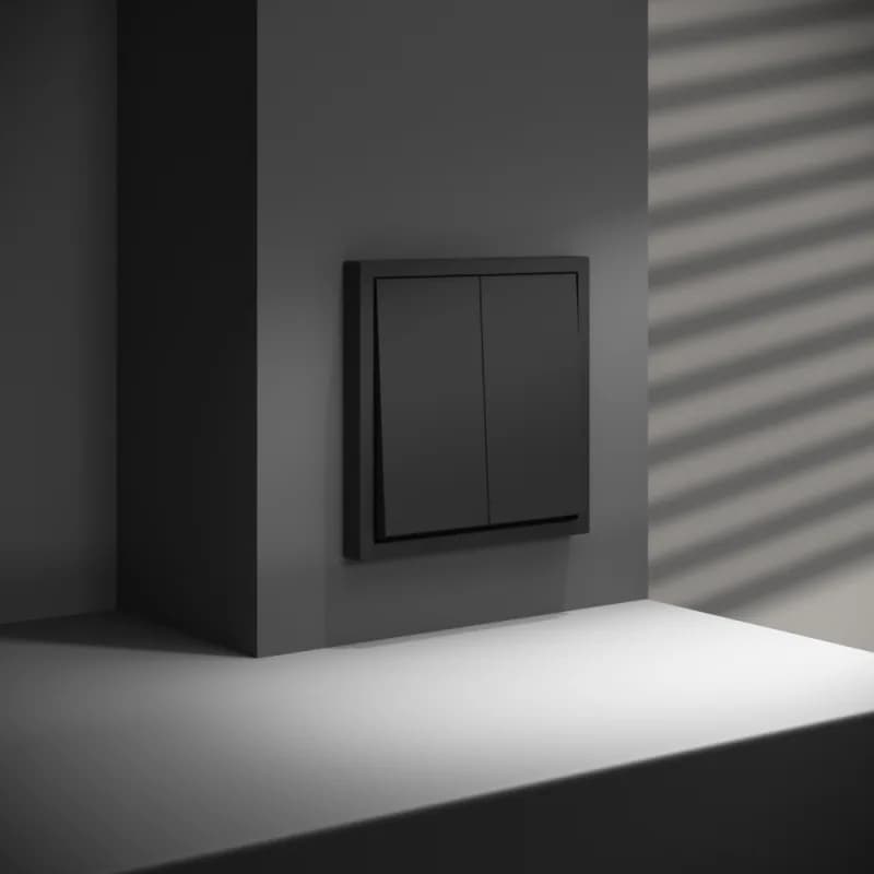 Перекрестный переключатель встраиваемый VOLTUM S70 двухклавишный 10А, (черный матовый)