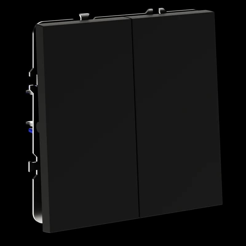 Перекрестный переключатель встраиваемый VOLTUM S70 двухклавишный 10А, (черный матовый)