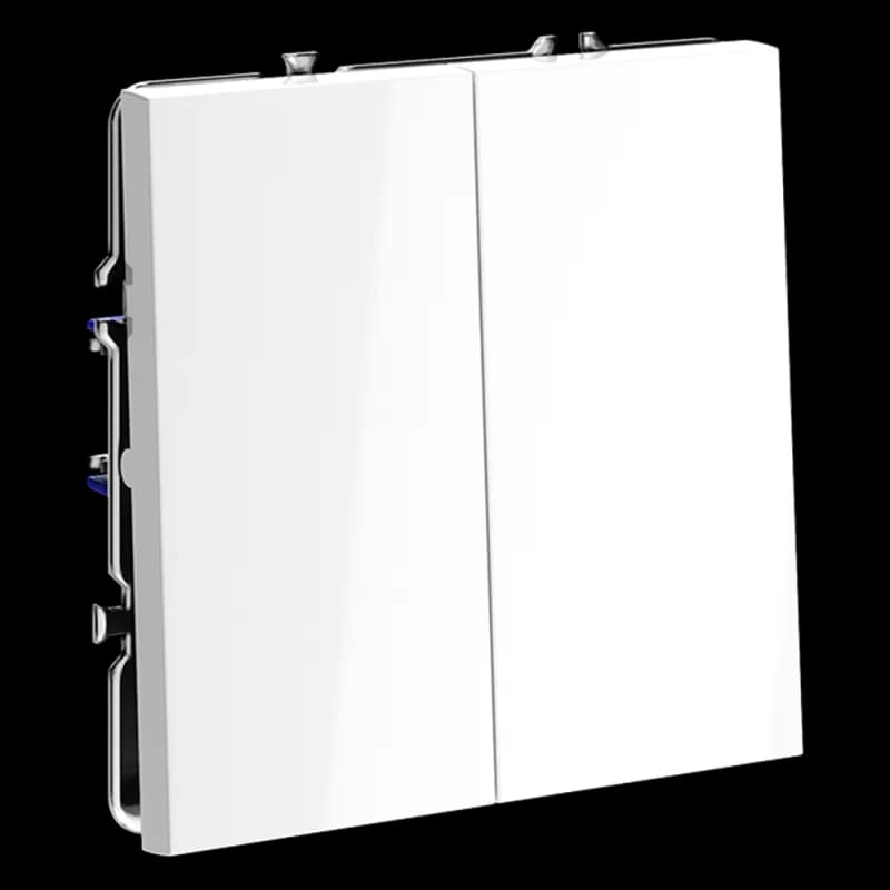 Выключатель с самовозвратом встраиваемый VOLTUM S70 двухклавишный 10А, (белый глянцевый)