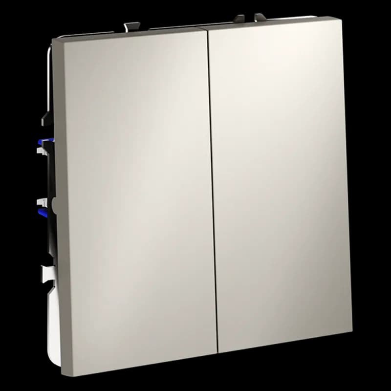 Выключатель с самовозвратом встраиваемый VOLTUM S70 двухклавишный 10А, (кашемир)