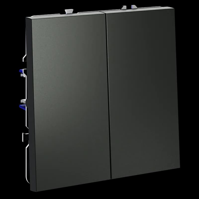 Выключатель с самовозвратом встраиваемый VOLTUM S70 двухклавишный 10А, (титан)