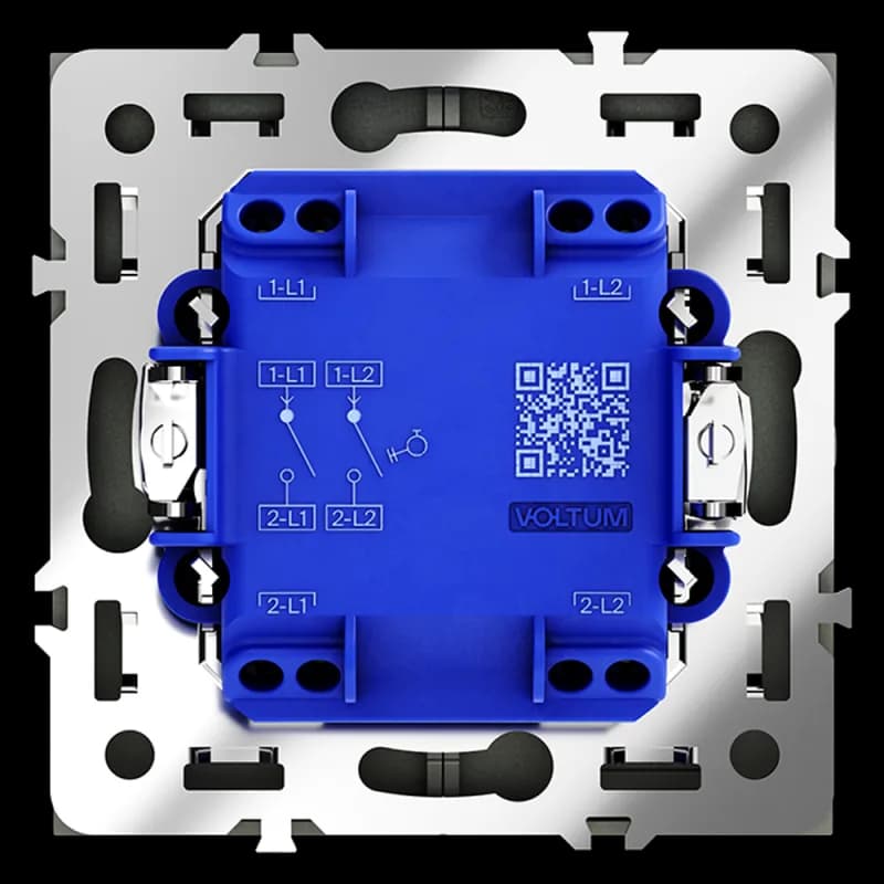 Выключатель с самовозвратом встраиваемый VOLTUM S70 двухклавишный 10А, (графит)