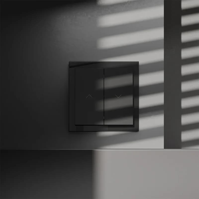 Выключатель встраиваемый VOLTUM S70 для жалюзи 10А, (черный матовый)