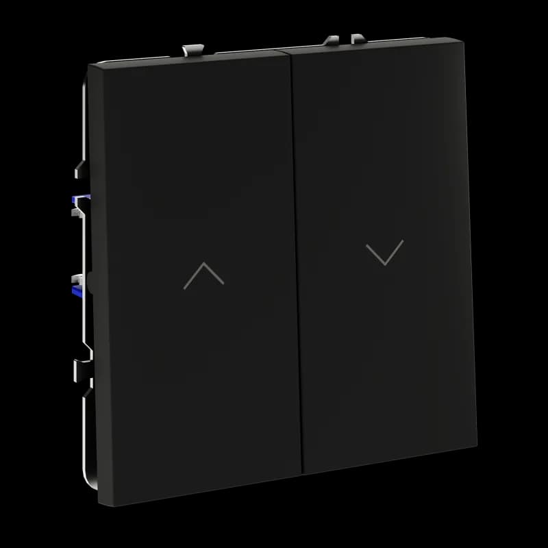 Выключатель встраиваемый VOLTUM S70 для жалюзи 10А, (черный матовый)