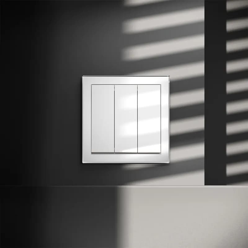 Выключатель встраиваемый VOLTUM S70 трехклавишный 10А, (белый глянцевый)