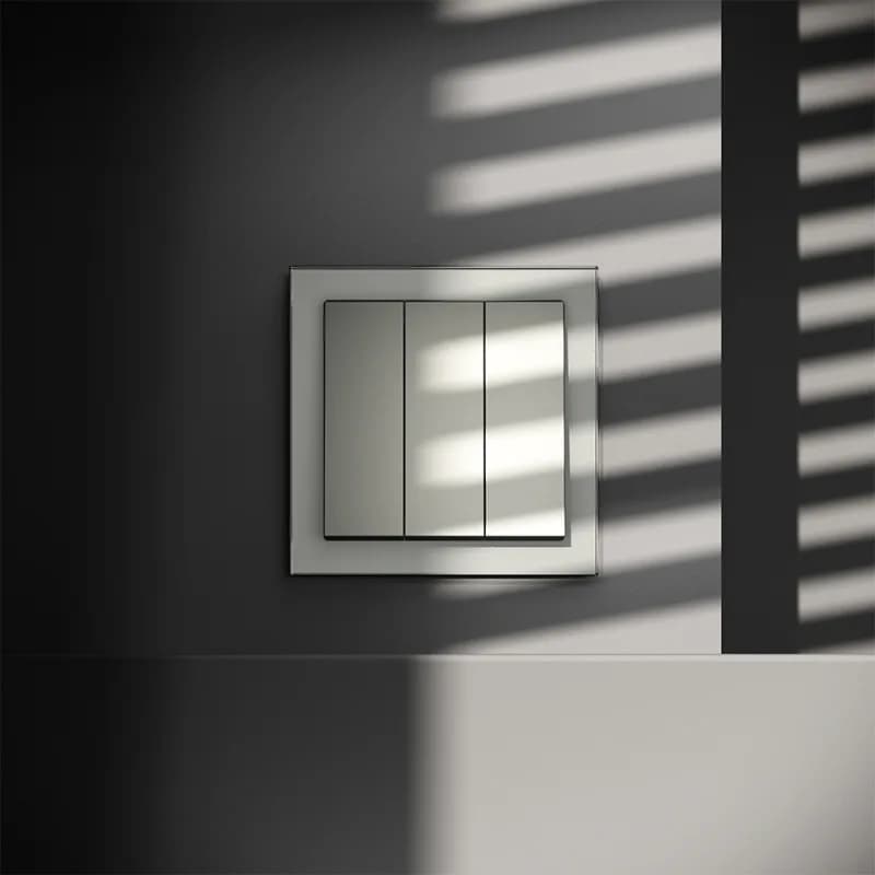 Выключатель встраиваемый VOLTUM S70 трехклавишный 10А, (сталь)