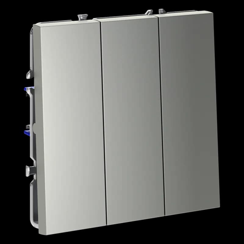 Выключатель встраиваемый VOLTUM S70 трехклавишный 10А, (сталь)