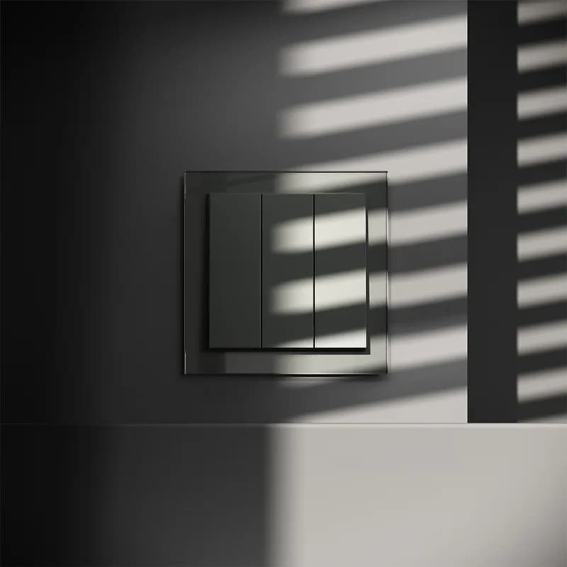 Выключатель встраиваемый VOLTUM S70 трехклавишный 10А, (титан)