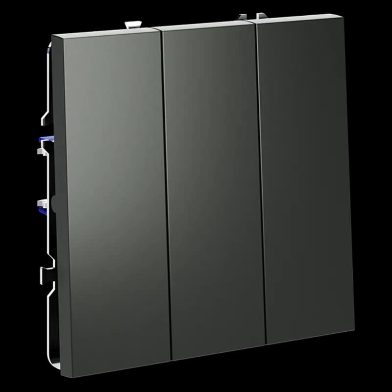 Выключатель встраиваемый VOLTUM S70 трехклавишный 10А, (титан)