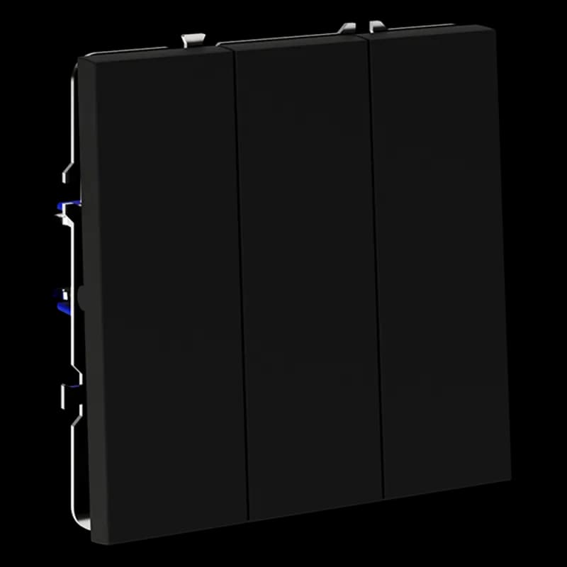 Выключатель встраиваемый VOLTUM S70 трехклавишный 10А, (черный матовый)