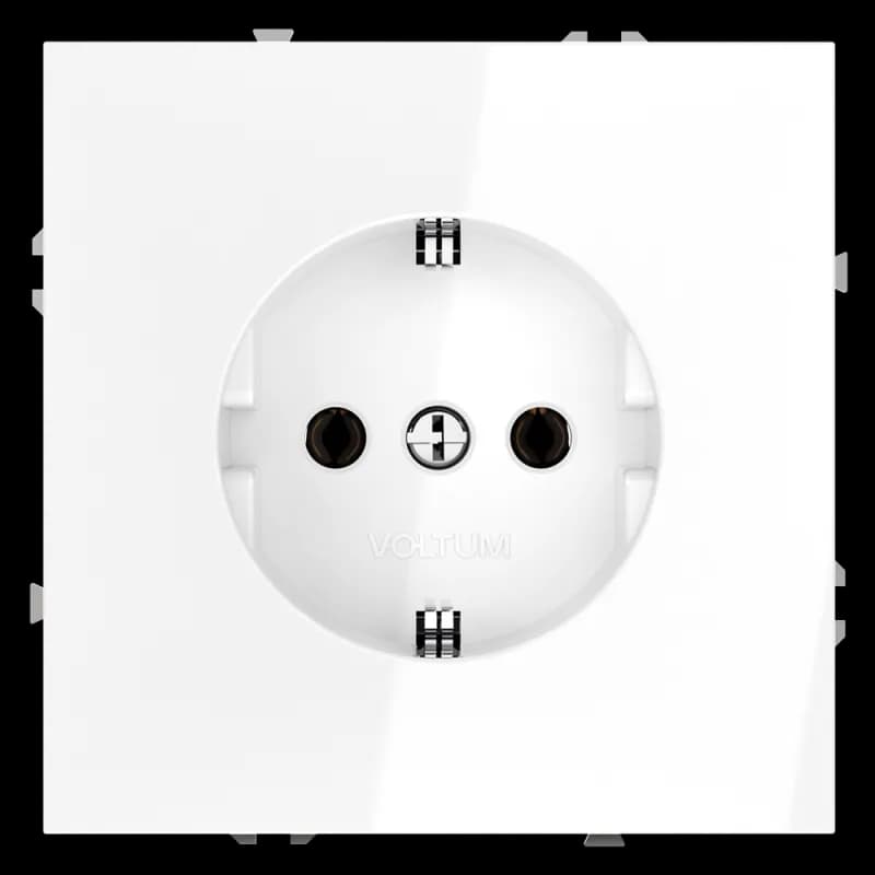 Розетка встраиваемая VOLTUM S70 с заземлением 16А, (белый глянцевый)