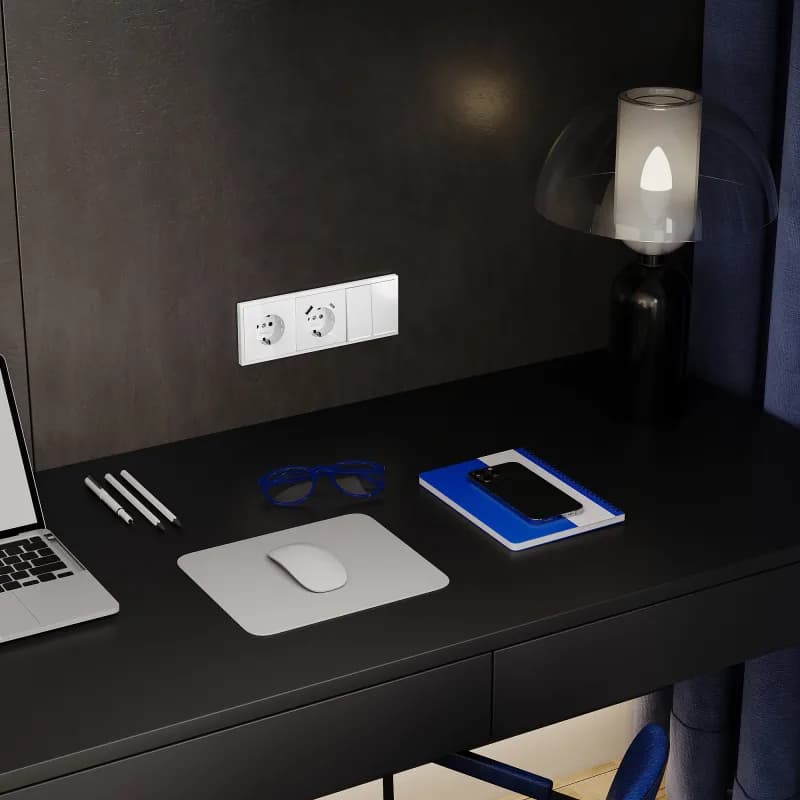 Розетка встраиваемая VOLTUM S70 с заземлением 16А, (белый глянцевый)