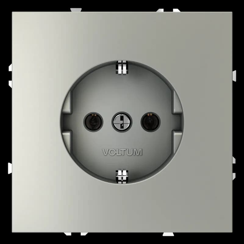 Розетка встраиваемая VOLTUM S70 с заземлением 16А, (сталь)