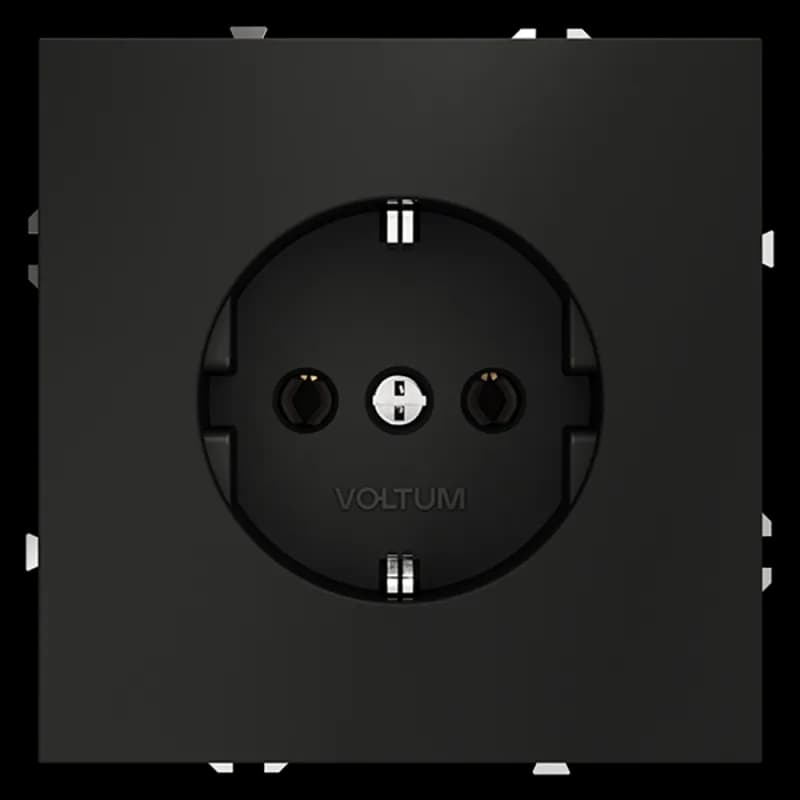 Розетка встраиваемая VOLTUM S70 с заземлением 16А, (черный матовый)