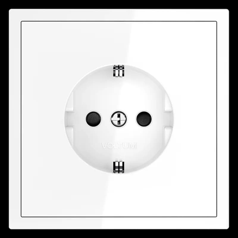 Розетка встраиваемая VOLTUM S70 с заземлением и защитными шторками, 16А, (белый глянцевый)