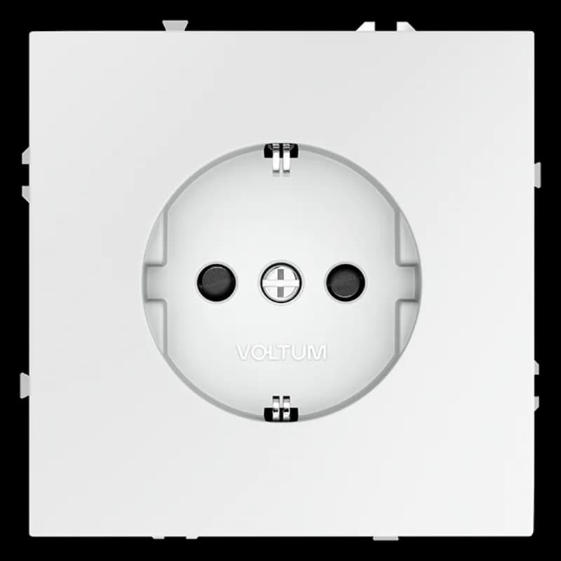 Розетка встраиваемая VOLTUM S70 с заземлением и защитными шторками, 16А, (белый матовый)