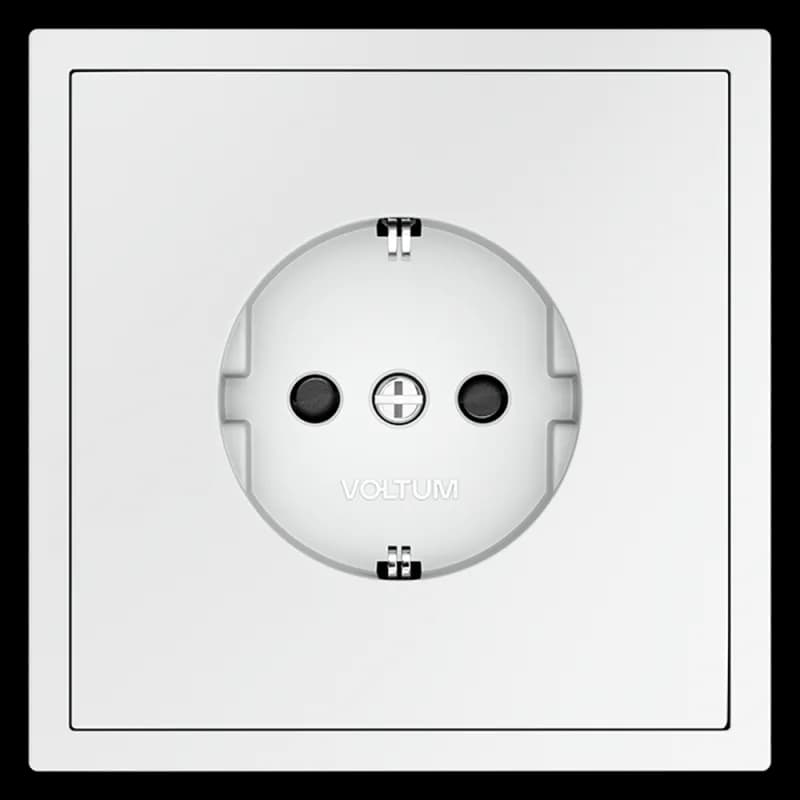 Розетка встраиваемая VOLTUM S70 с заземлением и защитными шторками, 16А, (белый матовый)
