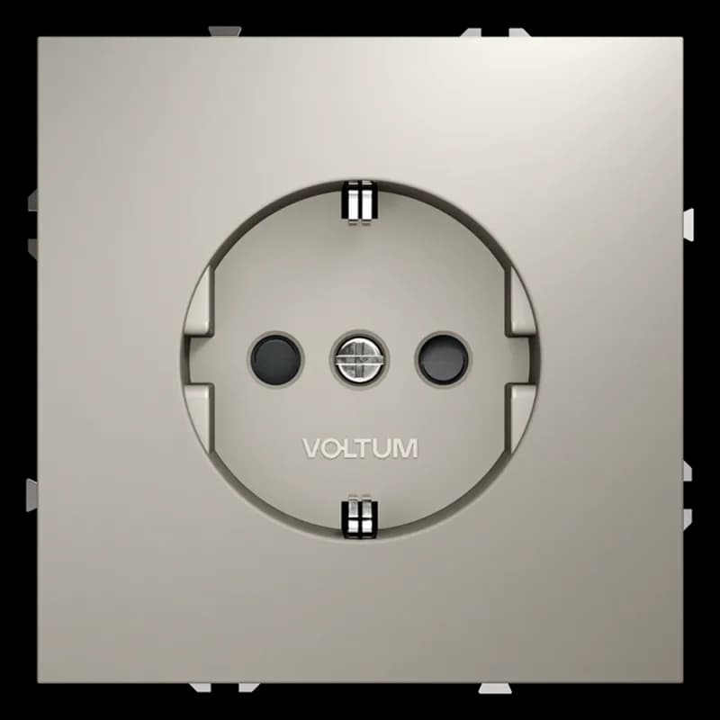 Розетка встраиваемая VOLTUM S70 с заземлением и защитными шторками, 16А, (кашемир)