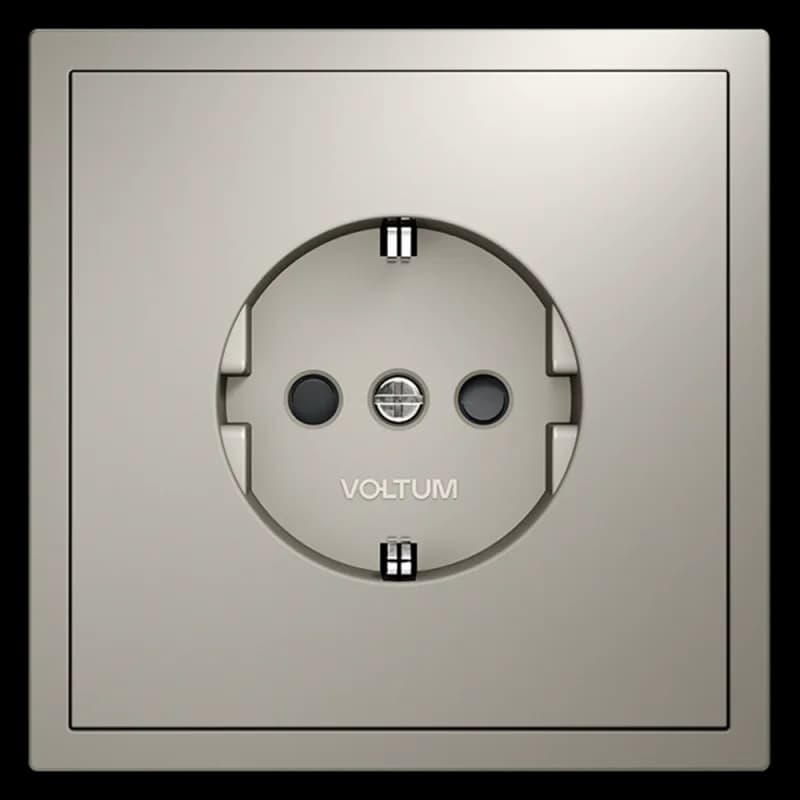 Розетка встраиваемая VOLTUM S70 с заземлением и защитными шторками, 16А, (кашемир)