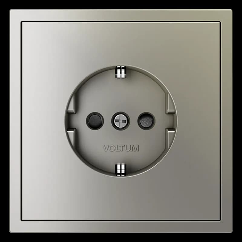 Розетка встраиваемая VOLTUM S70 с заземлением и защитными шторками, 16А, (шелк)