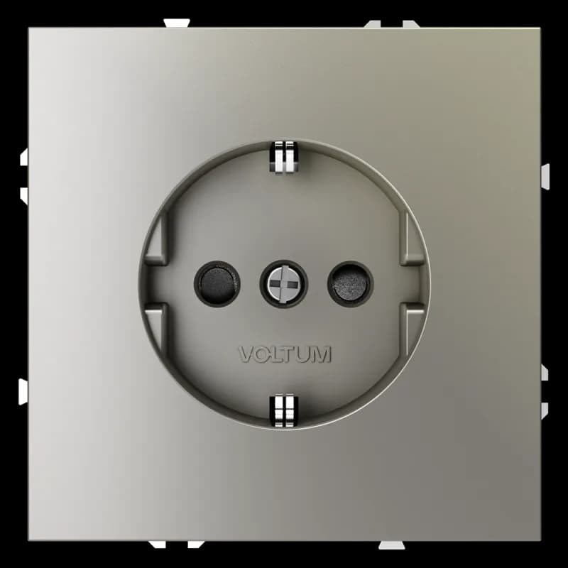 Розетка встраиваемая VOLTUM S70 с заземлением и защитными шторками, 16А, (шелк)