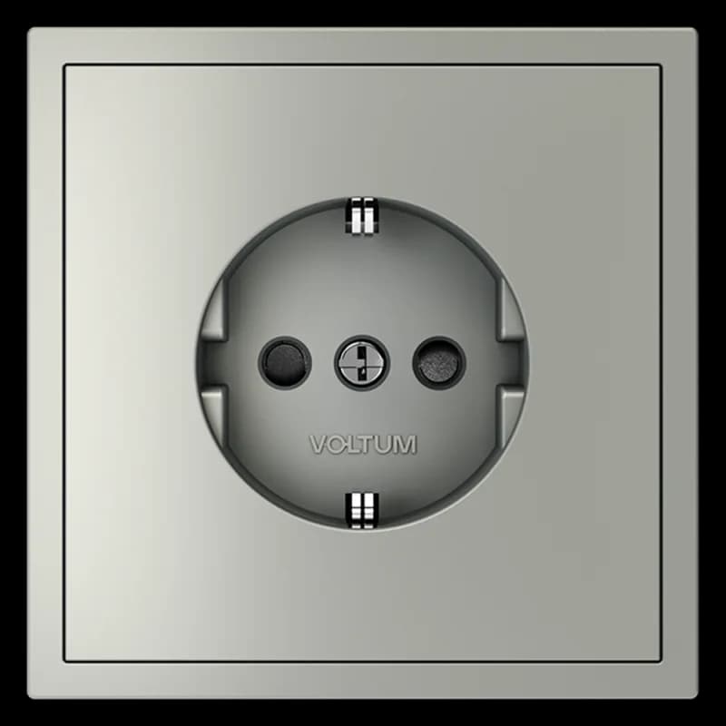 Розетка встраиваемая VOLTUM S70 с заземлением и защитными шторками, 16А, (сталь)