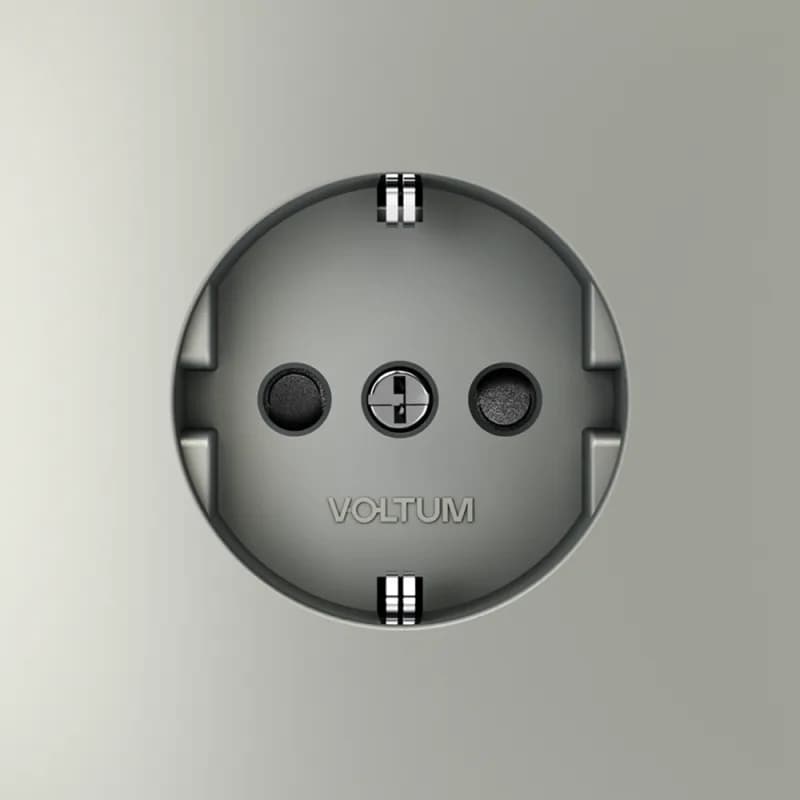 Розетка встраиваемая VOLTUM S70 с заземлением и защитными шторками, 16А, (сталь)