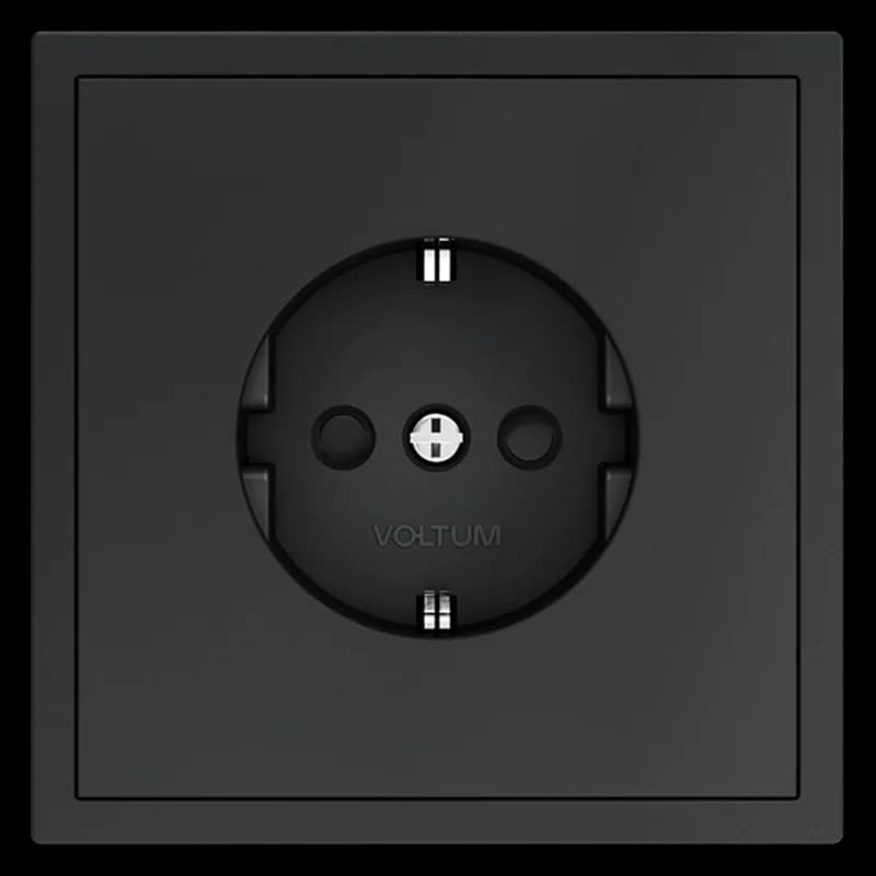 Розетка встраиваемая VOLTUM S70 с заземлением и защитными шторками, 16А, (графит)