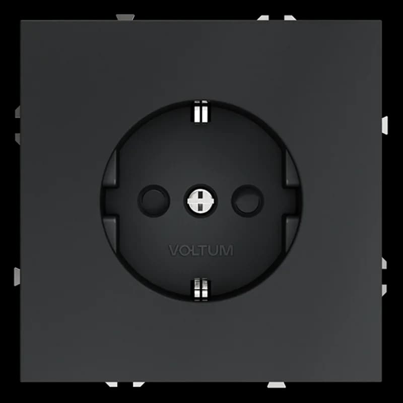 Розетка встраиваемая VOLTUM S70 с заземлением и защитными шторками, 16А, (графит)