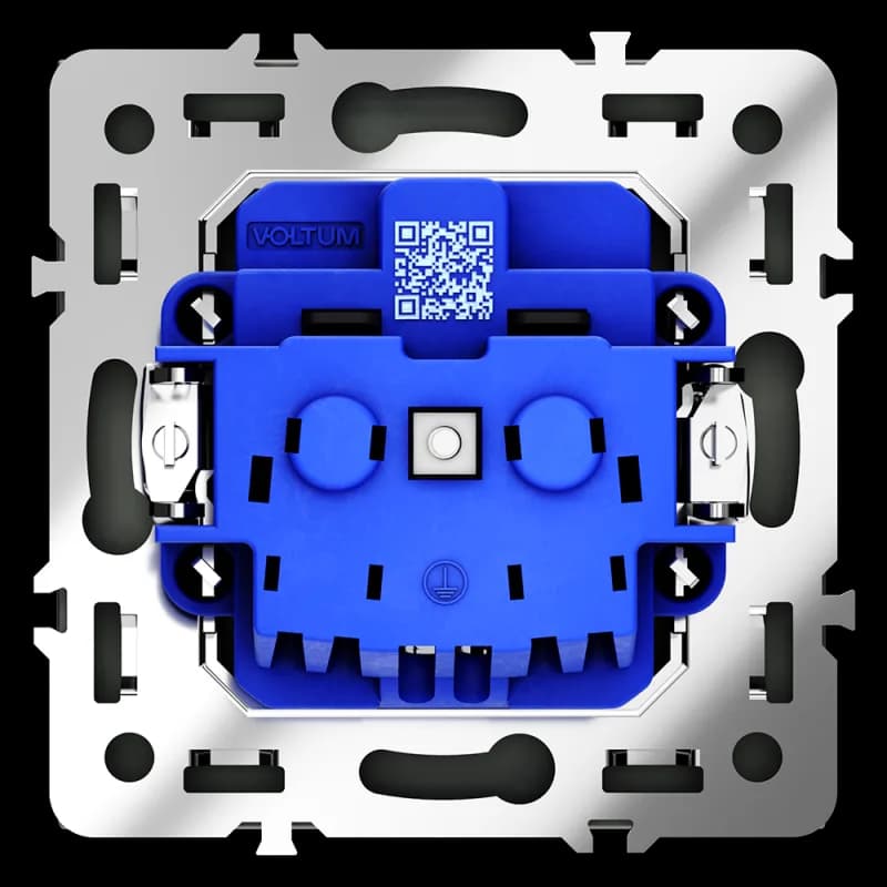 Розетка встраиваемая VOLTUM S70 с заземлением и защитными шторками, 16А, (черный матовый)