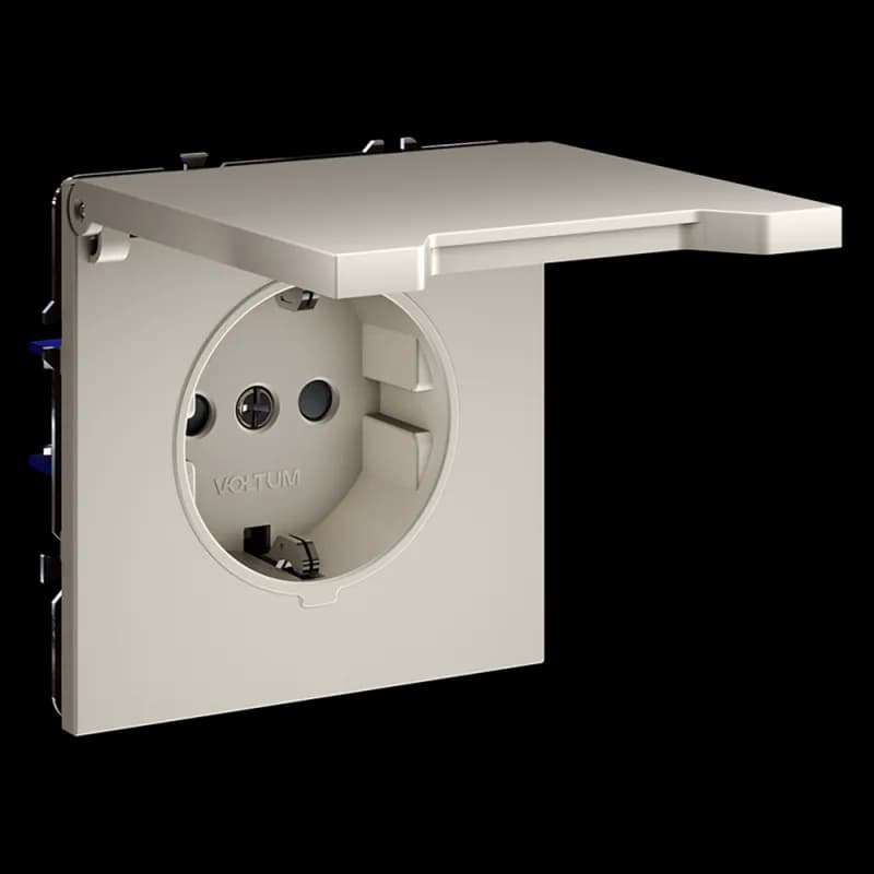 Розетка встраиваемая VOLTUM S70 с заземлением, защитными шторками и крышкой 16А, (кашемир)