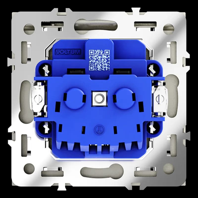 Розетка встраиваемая VOLTUM S70 с заземлением, защитными шторками и крышкой 16А, (сталь)