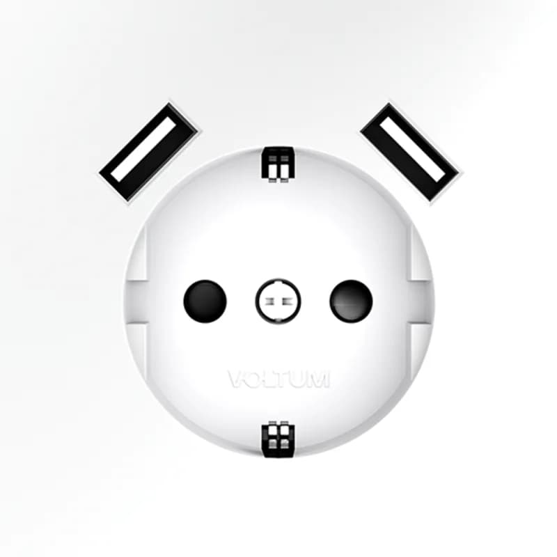 Розетка встраиваемая VOLTUM S70 с заземлением и защитными шторками, 16А, с USB, A+A, (белый матовый)