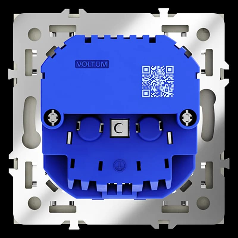 Розетка встраиваемая VOLTUM S70 с заземлением и защитными шторками, 16А, с USB, A+A, (сталь)
