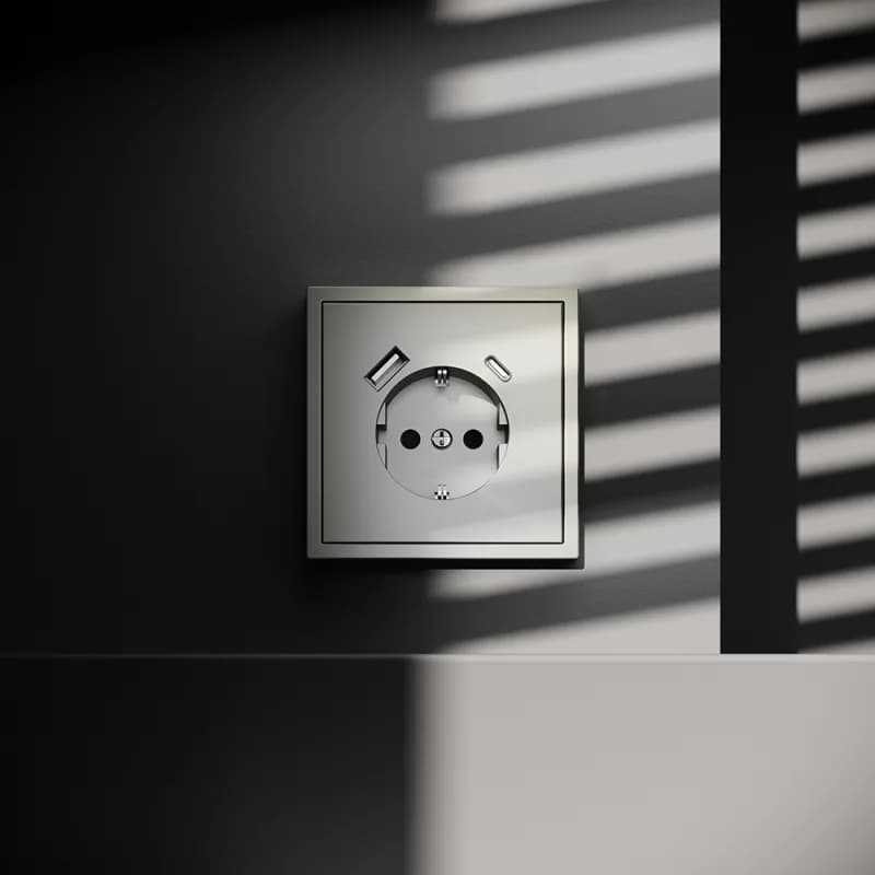 Розетка встраиваемая VOLTUM S70 с заземлением и защитными шторками, 16А, с USB, A+С, (шелк)