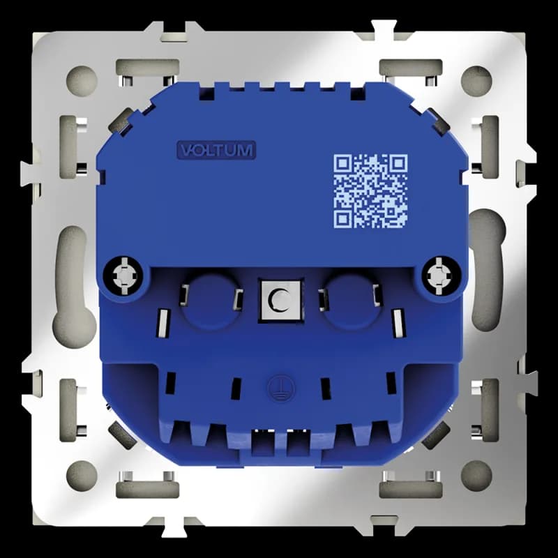 Розетка встраиваемая VOLTUM S70 с заземлением и защитными шторками, 16А, с USB, A+С, (сталь)