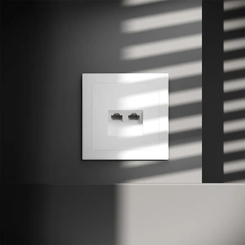 Розетка компьютерная встраиваемая VOLTUM S70 двойная RJ45+RJ45 кат.6, (белый матовый)