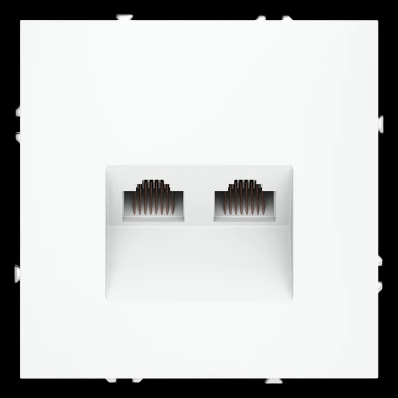 Розетка компьютерная встраиваемая VOLTUM S70 двойная RJ45+RJ45 кат.6, (белый матовый)