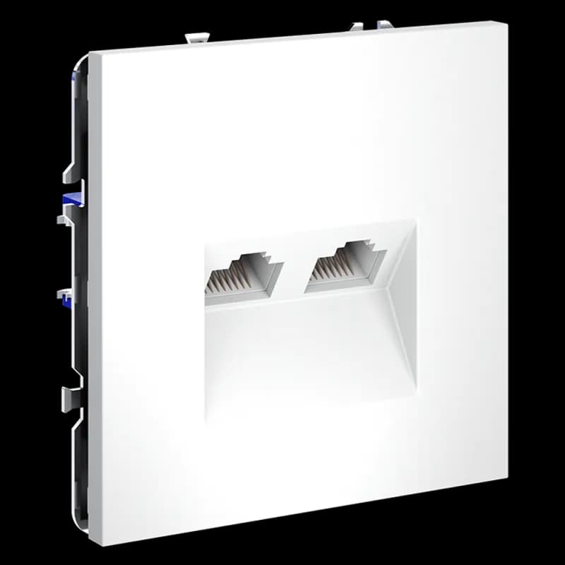 Розетка компьютерная встраиваемая VOLTUM S70 двойная RJ45+RJ45 кат.6, (белый матовый)