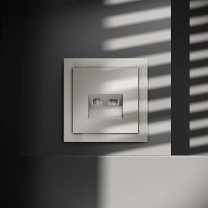 Розетка компьютерная встраиваемая VOLTUM S70 двойная RJ45+RJ45 кат.6, (кашемир)