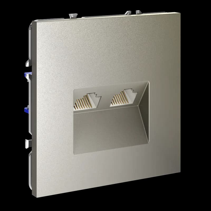 Розетка компьютерная встраиваемая VOLTUM S70 двойная RJ45+RJ45 кат.6, (шелк)