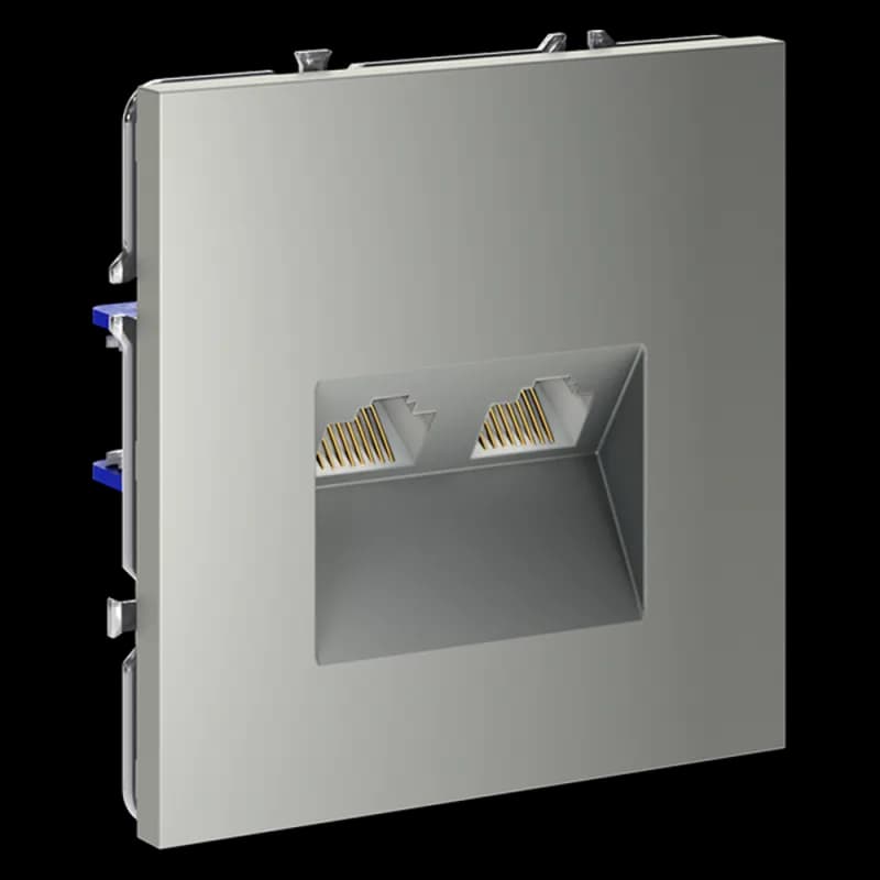 Розетка компьютерная встраиваемая VOLTUM S70 двойная RJ45+RJ45 кат.6, (сталь)