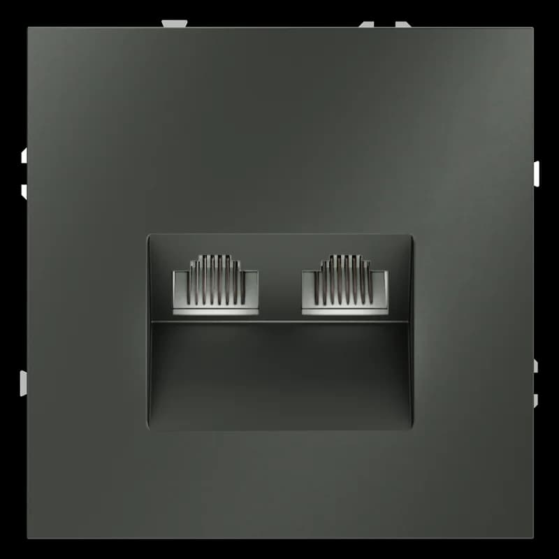 Розетка компьютерная встраиваемая VOLTUM S70 двойная RJ45+RJ45 кат.6, (титан)