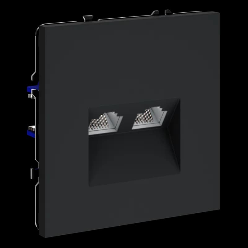 Розетка компьютерная встраиваемая VOLTUM S70 двойная RJ45+RJ45 кат.6, (графит)