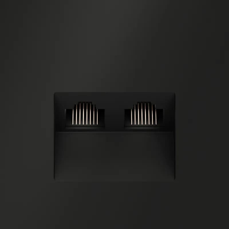 Розетка компьютерная встраиваемая VOLTUM S70 двойная RJ45+RJ45 кат.6, (черный матовый)