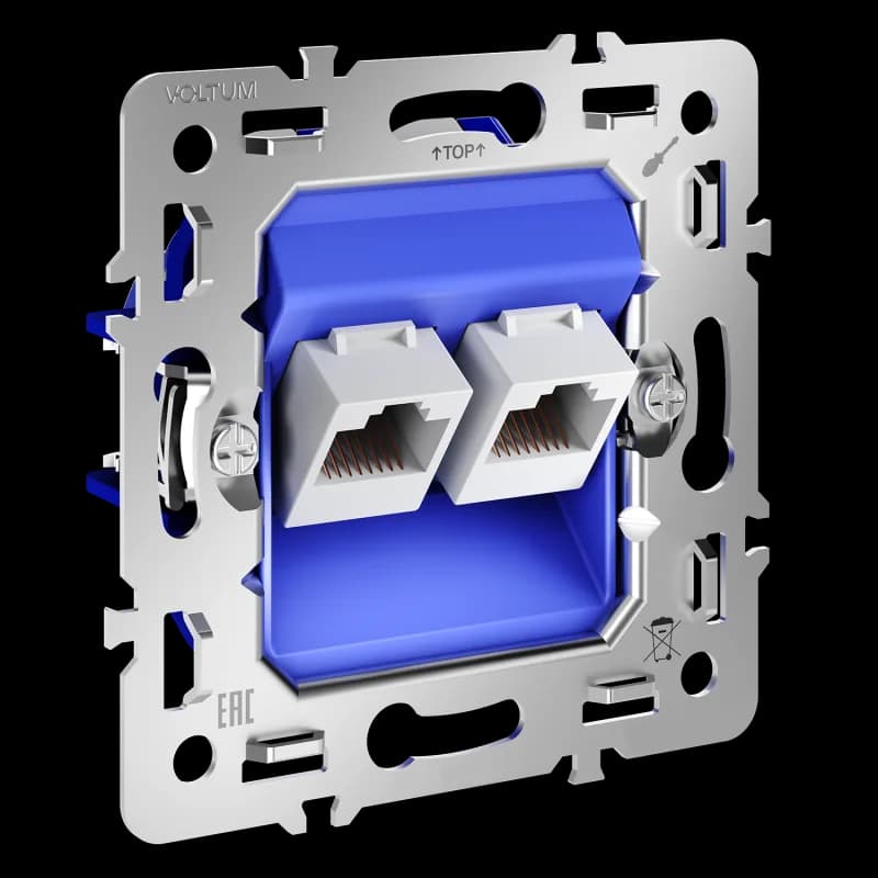 Механизм розетки компьютерной двойной RJ45+RJ45 кат.6, S70