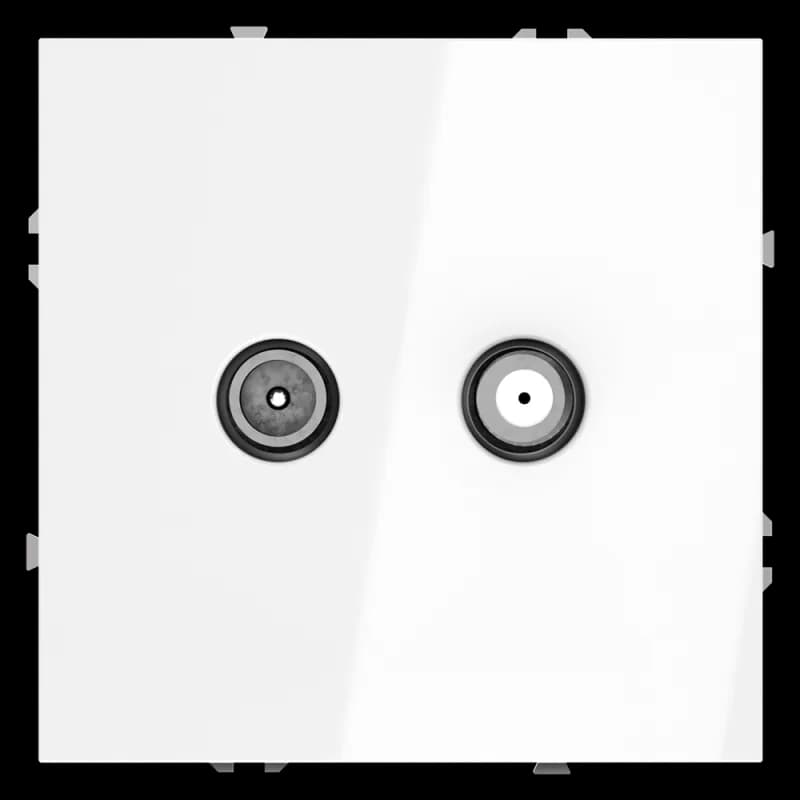 Розетка телевизионная встраиваемая VOLTUM S70 оконечная TV+SAT, (белый глянцевый)