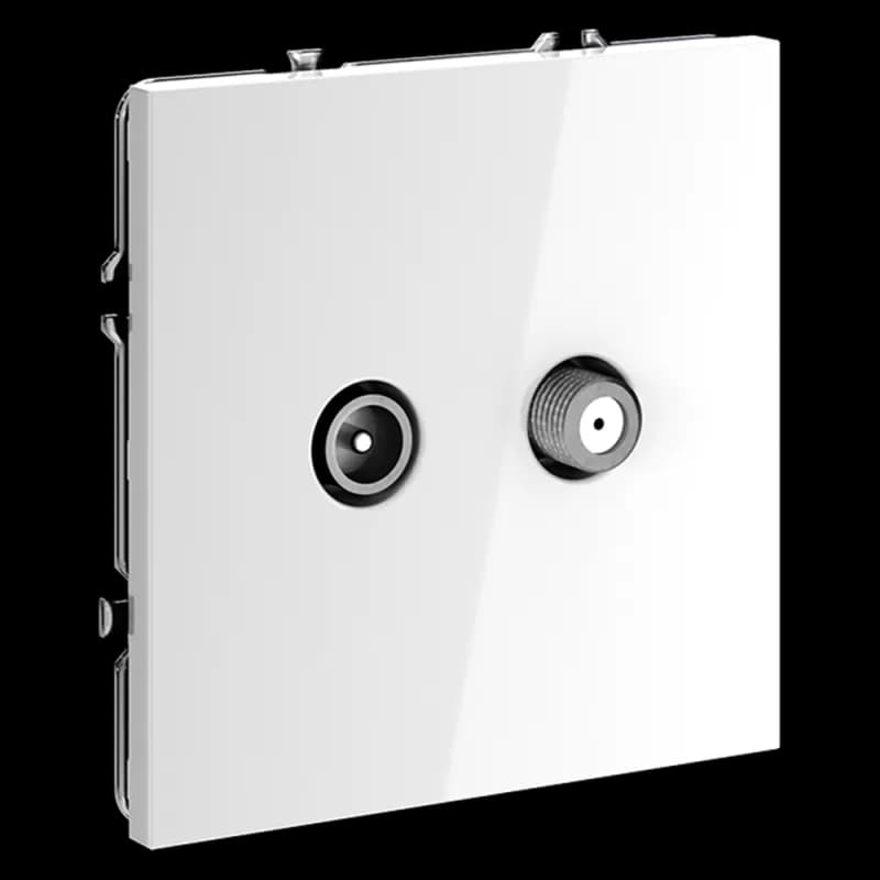 Розетка телевизионная встраиваемая VOLTUM S70 оконечная TV+SAT, (белый глянцевый)